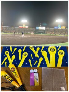 甲子園球場バックネット裏とタイガースグッズなど